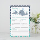 Cute Whale Shower Baby Predictions and Advice Kaar (Staand voorkant)