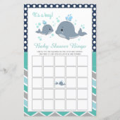 Cute Whale Shower Baby shower Bingo Game Kaart (Voorkant)