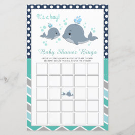 Cute Whale Shower Baby shower Bingo Game Kaart