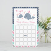 Cute Whale Shower Baby shower Bingo Game Kaart Gir (Staand voorkant)