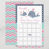 Cute Whale Shower Baby shower Bingo Game Kaart Gir (Voorkant / Achterkant)