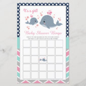 Cute Whale Shower Baby shower Bingo Game Kaart Gir (Voorkant)