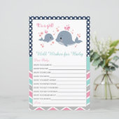 Cute Whale Shower wil Baby Girl (Staand voorkant)