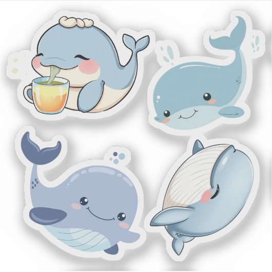 Cute Whale Sticker (Voorkant)