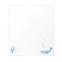 Cute whale zee world themed note pad