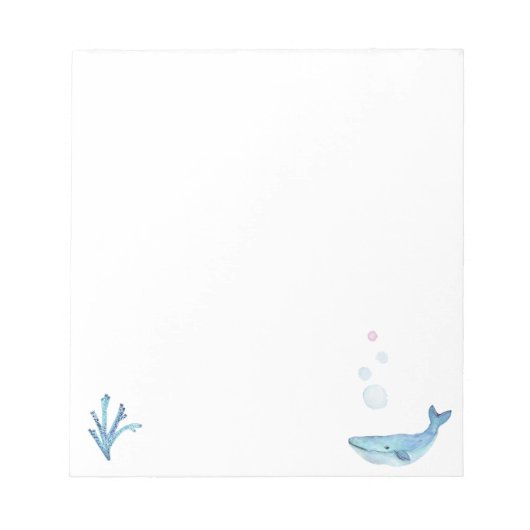 Cute whale zee world themed note pad notitieblok (Voorkant)