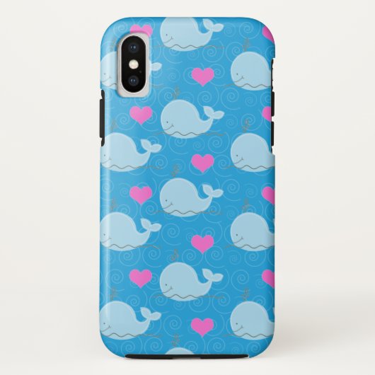 Cute Whales and Hearts Cell Phone Case (Achterkant)