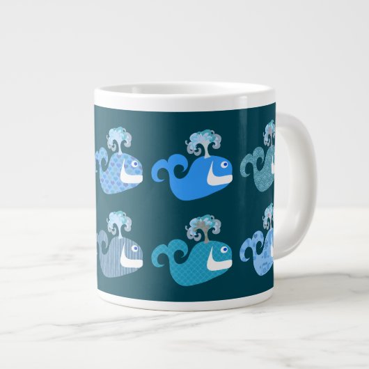 Cute Whales Pattern 2 Grote Koffiekop (Voorkant rechts)