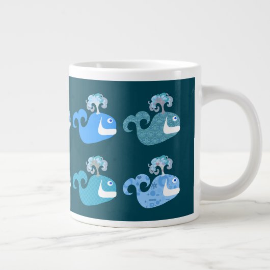 Cute Whales Pattern 2 Grote Koffiekop (Rechts)