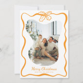 Cute Whimsical 4 Photo Doodle Poinsettia Christmas Feestdagenkaart (Voorkant)