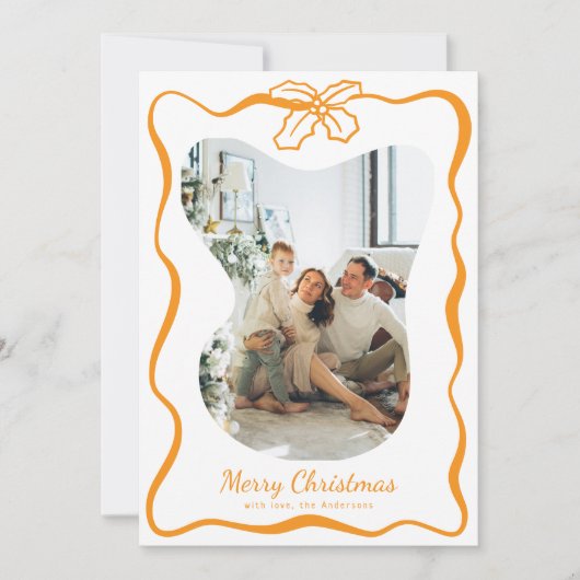 Cute Whimsical 4 Photo Doodle Poinsettia Christmas Feestdagenkaart (Voorkant)