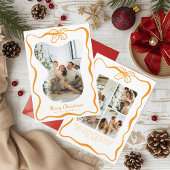 Cute Whimsical 4 Photo Doodle Poinsettia Christmas Feestdagenkaart