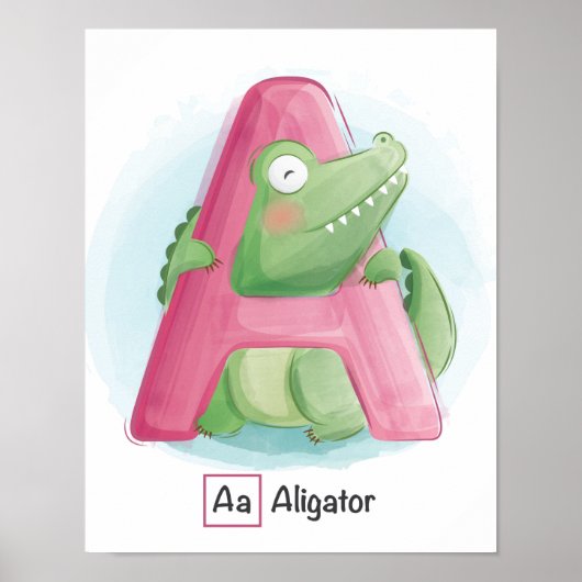   Cute Whimsical Alphabet Letter A Poster (Voorkant)