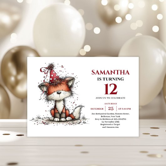 Cute whimsical animals design kids birthday invite kaart