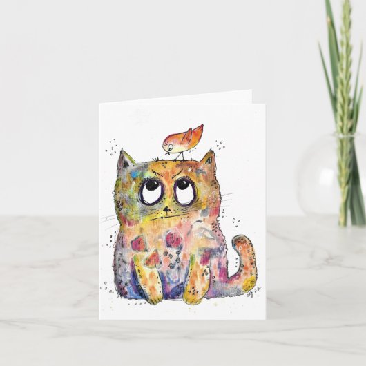 Cute Whimsical Annoyed Cat Kaart (Voorkant)
