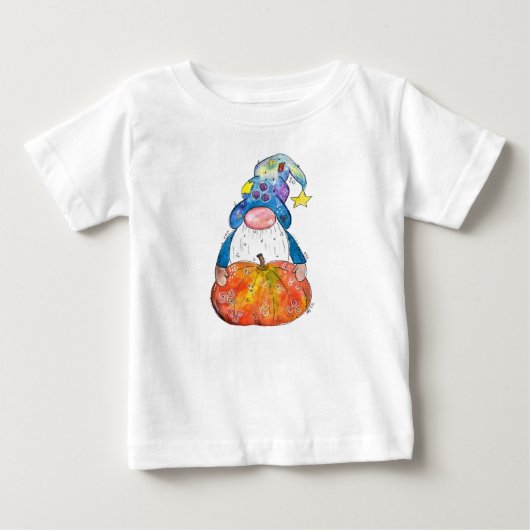 Cute Whimsical Autumn Gnome met Pumpkin (Voorkant)