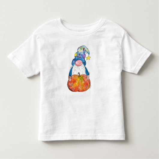 Cute Whimsical Autumn Gnome met Pumpkin Kinder Shirts (Voorkant)