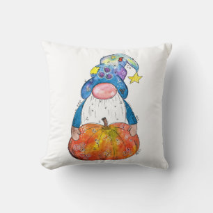 Cute Whimsical Autumn Gnome met Pumpkin Kussen