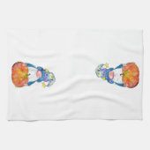 Cute Whimsical Autumn Gnome met Pumpkin Theedoek (Horizontaal)