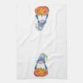 Cute Whimsical Autumn Gnome met Pumpkin Theedoek (Verticaal)