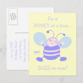 Cute Whimsical Baby is 1e verjaardag Uitnodiging Briefkaart (Voorkant / Achterkant)