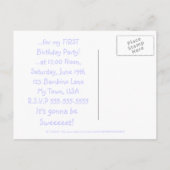 Cute Whimsical Baby is 1e verjaardag Uitnodiging Briefkaart (Achterkant)