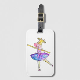 Cute Whimsical Ballerina Koe Bagagelabel