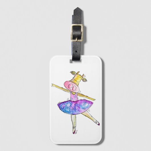 Cute Whimsical Ballerina Koe Bagagelabel (Voorkant (verticaal))
