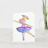 Cute Whimsical Ballerina Koe Kaart (Voorkant)