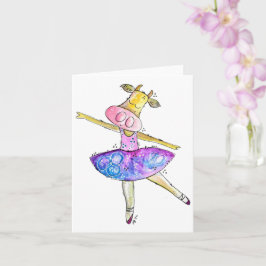 Cute Whimsical Ballerina Koe Kaart