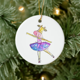 Cute Whimsical Ballerina Koe Keramisch Ornament