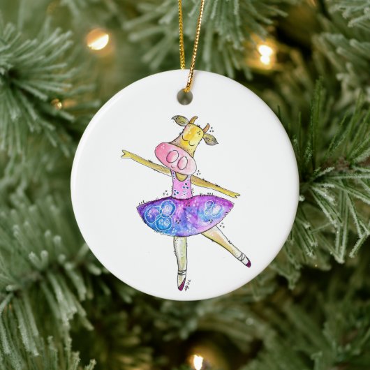 Cute Whimsical Ballerina Koe Keramisch Ornament (Boom)