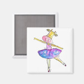 Cute Whimsical Ballerina Koe Magneet (Voorkant / Achterkant)