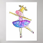 Cute Whimsical Ballerina Koe Poster (Voorkant)