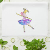 Cute Whimsical Ballerina Koe Theedoek (Gevouwen)