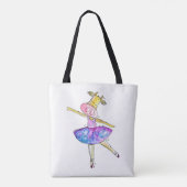 Cute Whimsical Ballerina Koe Tote Bag (Achterkant)