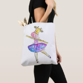 Cute Whimsical Ballerina Koe Tote Bag (Dichtbij)