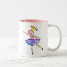 Cute Whimsical Ballerina Koe Tweekleurige Koffiemok