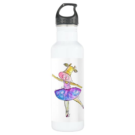 Cute Whimsical Ballerina Koe Waterfles (Voorkant)
