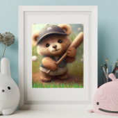 Cute Whimsical-Beer Baseball Persoonlijk afspelen Poster