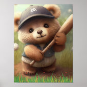 Cute Whimsical-Beer Baseball Persoonlijk afspelen Poster (Voorkant)