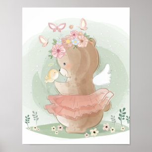 Cute Whimsical Beer Floral Poster