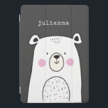 Cute Whimsical Beer Illustration Custom Name iPad Pro Cover<br><div class="desc">Deze schattige en kleurrijke iPad-draagtas is voorzien van een grillige afbeelding van een schattig beer in zwart-wit. Pas het aan met jouw naam in een retro typemachine doopvont. Geweldig cadeauidee!</div>