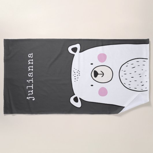 Cute Whimsical Beer Illustration Custom Name Strandlaken (Voorkant)