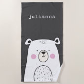 Cute Whimsical Beer Illustration Custom Name Strandlaken (Voorkant)