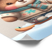 Cute Whimsical Beer Skiën Kinderkamer Printbare Poster (Hoek)