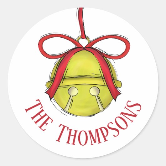 Cute Whimsical Bell Jingle helemaal tot Kerstmis Ronde Sticker (Voorkant)