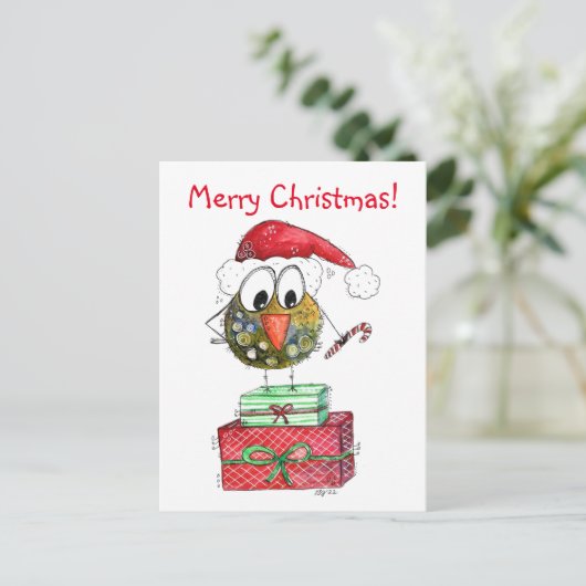 Cute Whimsical Bird Briefkaart (Staand voorkant)