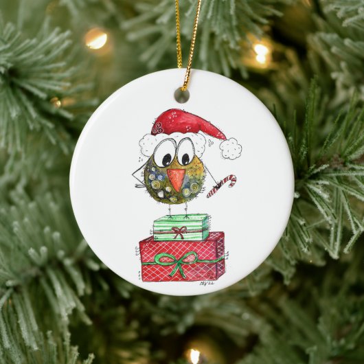 Cute Whimsical Bird Keramisch Ornament (Boom)