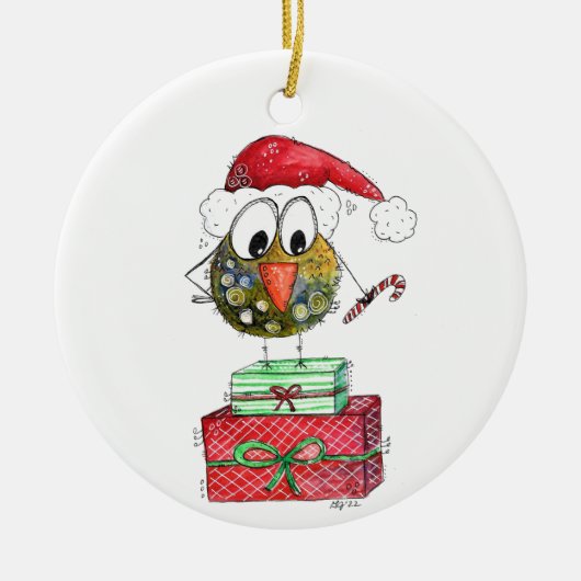 Cute Whimsical Bird Keramisch Ornament (Voorkant)